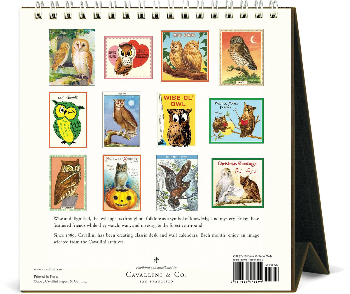 VINTAGE OWLS - 2026 DESK CALENDAR