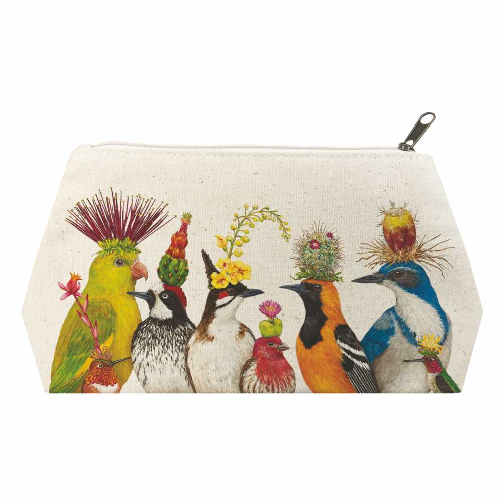 Using flora and fauna found in The Huntington's Desert Garden, artist Vicki Sawyer created the illustration "Desert Party" for The Huntington. Vicki's design is featured on this cotton canvas zippered pouch, which is a handy catch all for pens, loose change or cosmetics. 100% cotton canvas. Size: 9.75″ x 4.75″ x 3″.