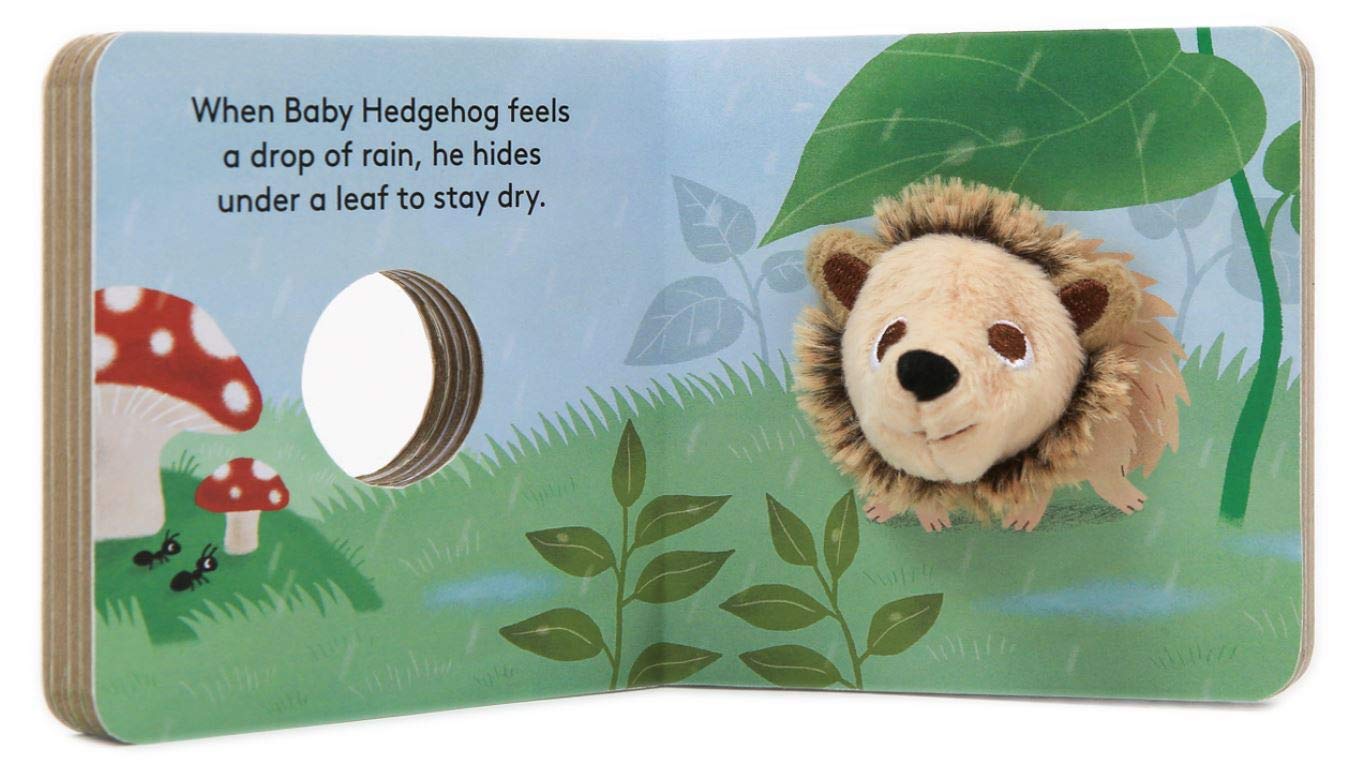 Meet Baby Hedgehog! Where does Baby Hedgehog live? How does Baby Hedgehog find a tasty treat? Follow along as he experiences his world, from playtime to bedtime. Featuring a permanently attached plush finger puppet, this book offers parents and children a fun, interactive way to play and read. Age: 0 - 3. Board book.