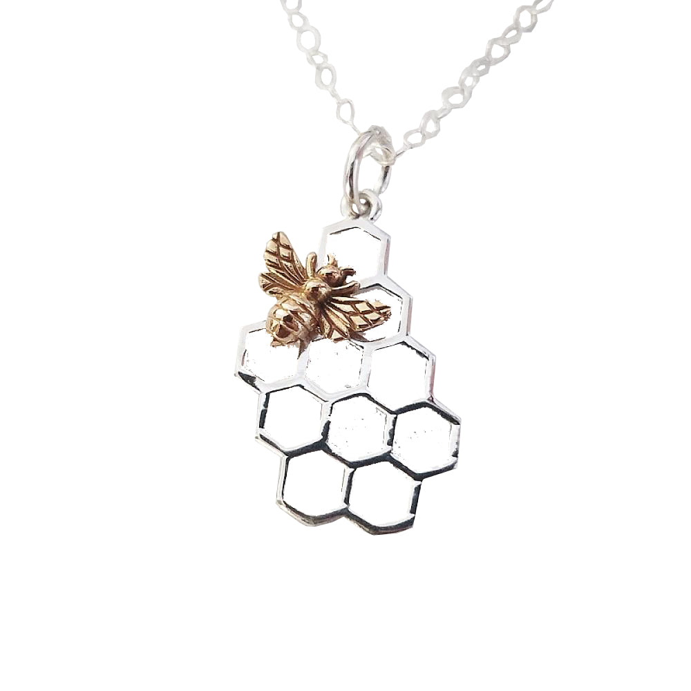 HONEYCOMB &amp; BEE NECKLACE