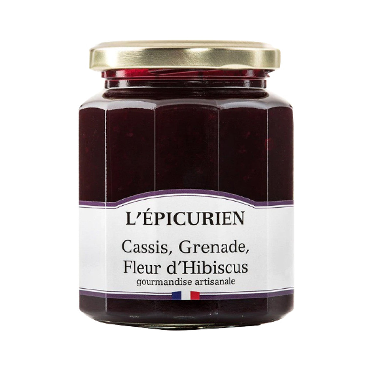 An unusual jam to spread on top of a delicious piece of bread or a great addition to pound cakes or muffins! Ingredients: Prepared with 51g of fruit per 100g of finished product. Blackcurrant 47%, cane sugar, pomegranate 4%, natural flavoring, gelling agents, hibiscus flowers 0.02%. Made in France 11.3 oz