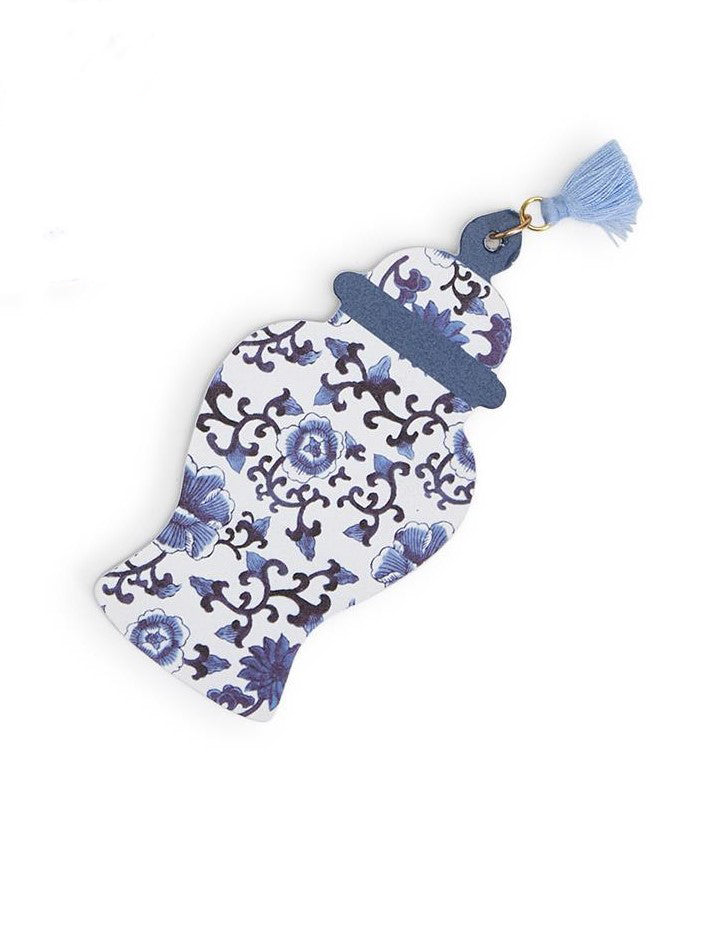 This emery boards let you file in style! This charming ginger-jar shaped emery board features a beautiful blue & white traditional lotus flower pattern, topped with a pale blue tassel. Makes a unique and useful package topper for a gift, or just as a chic addition to your handbag.. Size: 2 1/4" W x 1/4" D x 4 1/2" H. 