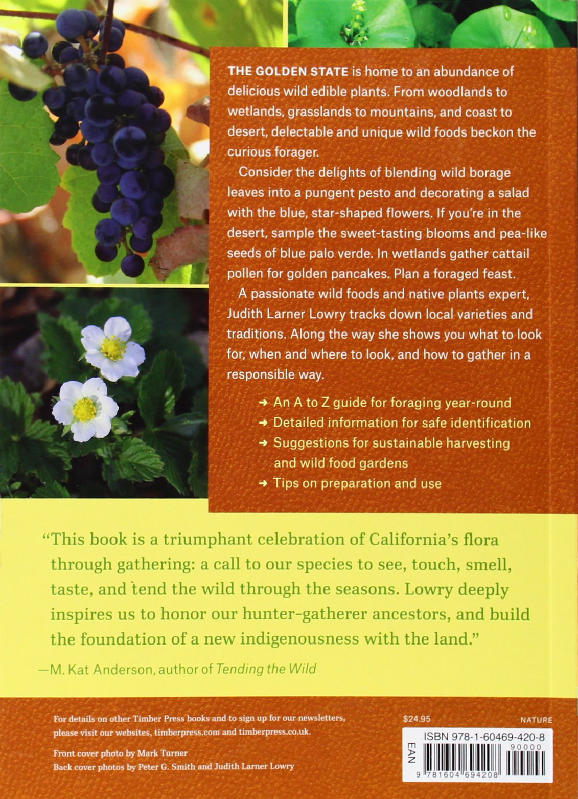 This book is an excellent deep dive into California’s wild edibles. The plant profiles in California Foraging include clear, color photographs, identification tips, guidance on how to ethically harvest, and suggestions for eating and preserving. 
