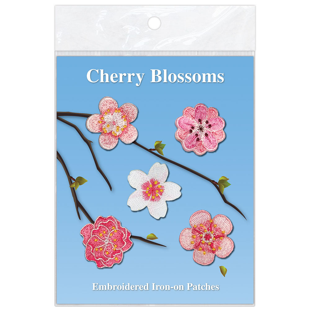 The cherry blossom is a potent symbol equated with the evanescence of human life and epitomizes the transformation of Japanese culture throughout the ages. These pretty cherry blossom embroidered patches celebrate these traditions and the beauty of this glorious blossom. 5 assorted 1" patches Iron-on backing.