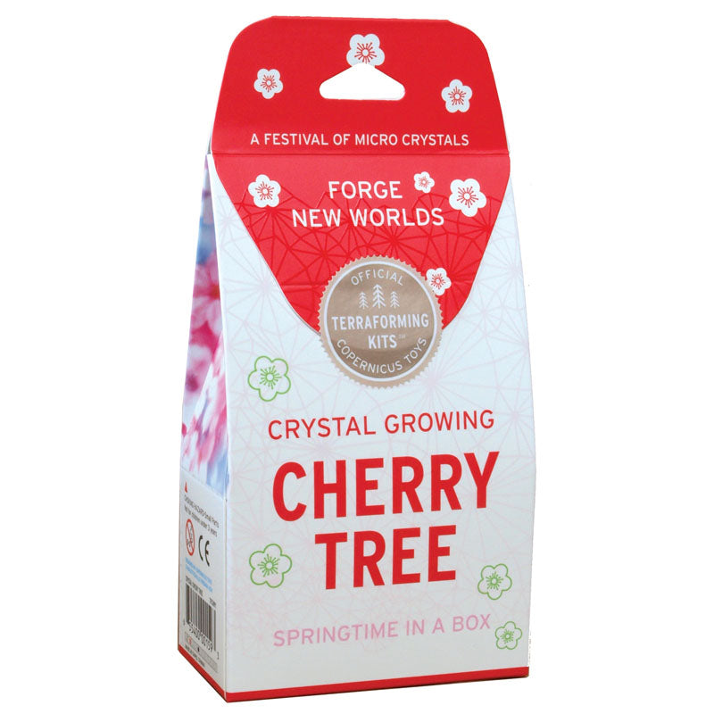 This non-toxic, fun science kit will show you how grow a microcrystal cherry blossom tree.  The kit includes thick paper shapes that piece together, forming a bare tree shape for your crystal blossom to grow on. Kit contains: 1 cherry tree form Terraforming powder Base tray Instructions Size 7.5" x 3.62" x 1.88" Age 6+