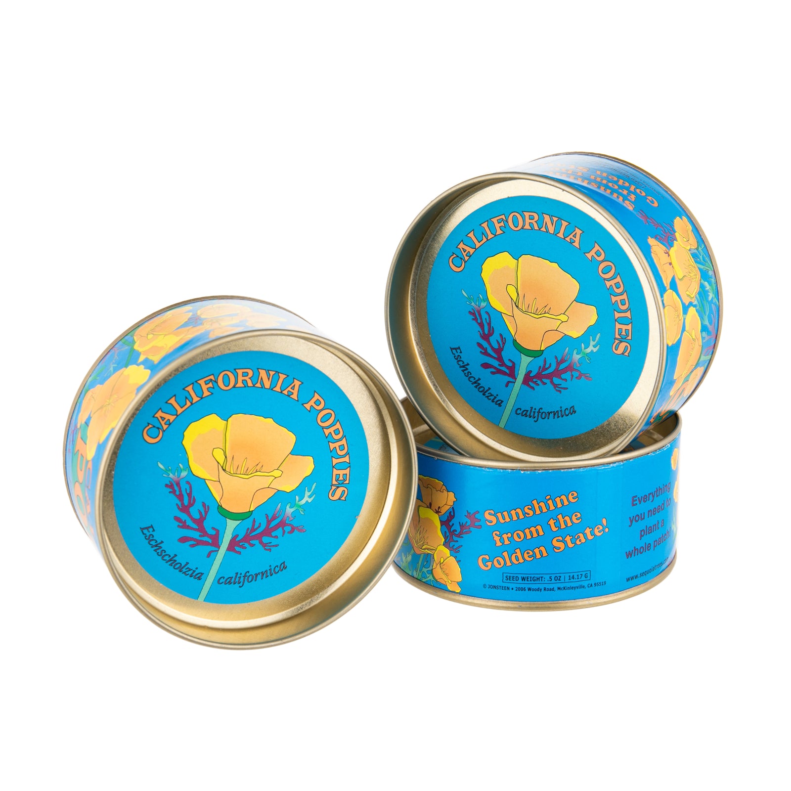 The California Poppy graces many meadows throughout California with its brilliant orange, saucer-shaped flowers. This gift-able flower seed grow kit includes enough seed to plant your own meadow full of poppies. Contains everything you will need to plant a meadow of poppies! Packaged in a giftable, illustrated tin.