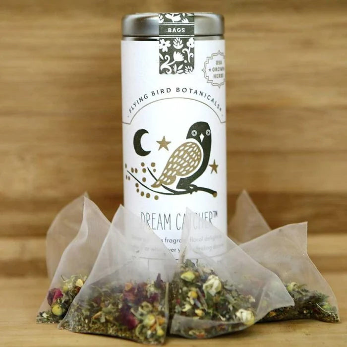 Relax with this fragrant floral delight at twilight or any time you're feeling dreamy. Brimming with gorgeous USA grown Chamomile, Roses and Lavender flowers balanced with luscious locally grown Lemon Balm and Skullcap this tea is as delicious as it is soothing. 15 compostable tea bags. Caffeine free. 