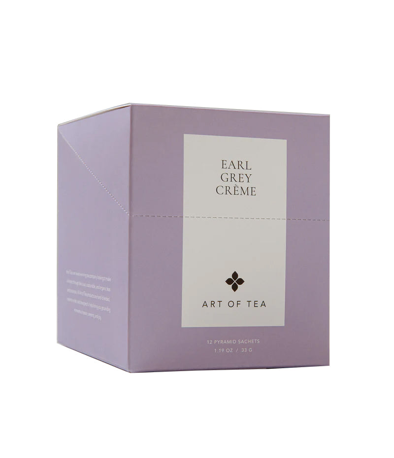 Earl Grey Crème Eco Teabag Sachets Tasting Notes: Citrus, Full body, Silky Sip Art of Tea's handcrafted Earl Grey Crème tea blend in eco-friendly, biodegradable teabag sachets. 12 tea sachets in a box. Medium Caffeine.