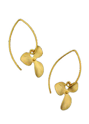 Wear these modern rich matte 16k gold dipped orchid flower with hand formed gold vermeil ear wires. These lovely earrings are light and easy to wear, and exquisitely elegant. Vermeil gold marquis ear wire 16k matte gold dipped dimensional carved orchid drop detail.