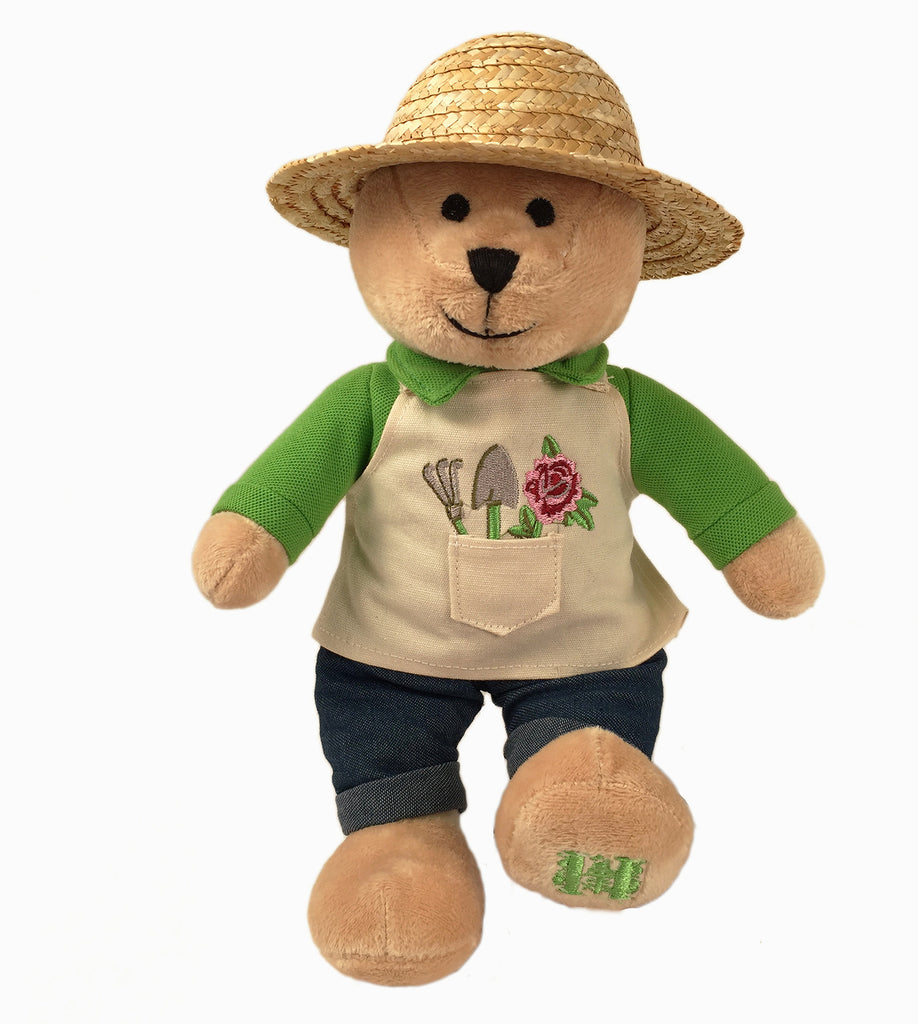 Take home your very own Huntington Bear! Complete with embroidered details of tools and a flower on its apron, and our signature H logo on its foot. The perfect children's gift. Suitable for all ages Super soft & cuddly Huntington exclusive 9" x 11" Removable real straw hat