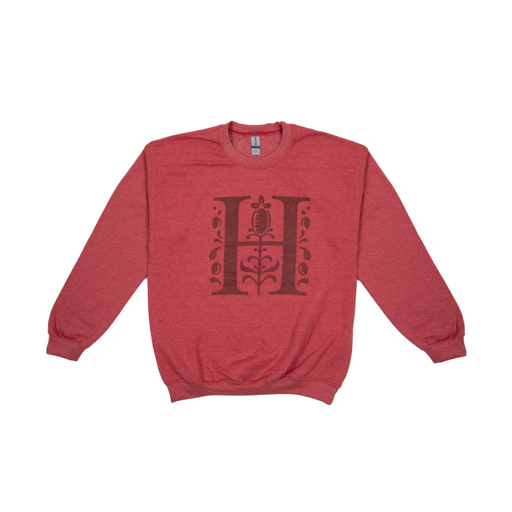 Show your love for and support of The Huntington in our comfiest ever sweatshirt. Perfect for cool summer evenings or layering up in fall. This super soft cotton blend sweatshirt in either forest green or scarlet, features our iconic 'H' logo and comes in 5 unisex sizes. Machine wash cool Sizes SML - 2XL.