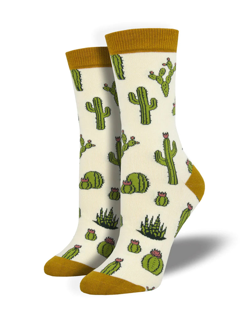 These cactus bamboo socks look hot but will keep you feeling cool with their moisture-wicking fiber. These bamboo socks look great for a night out on the town or a quick trip to the garden to check on the plants. Sock size 9-11 fits U.S. women’s shoe size 5-10.5.  62% Rayon From Bamboo, 36% Nylon, 2% Spandex.