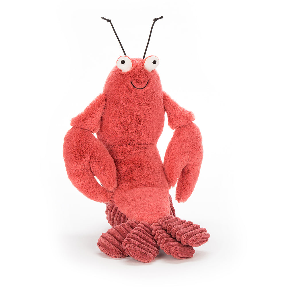 Put your claws together for the one and only loveable Larry Lobster! This shimmying shellfish is a dance sensation in the undersea ballroom. Bright brick red with bobbly eyes, this chipper chap has perky feelers and a funky cordy tail. Let him spin you round the floor! Size: 11" x 4 ". Suitable from birth. Hand wash.