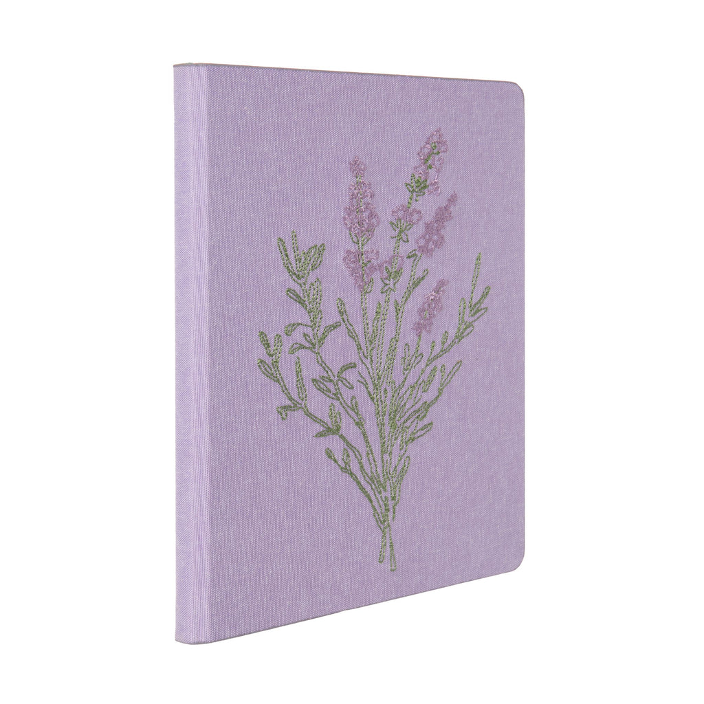 This pretty notebook is designed to inspire creativity, whether that be sketches, notes for that book you always wanted to write, or daily journalling. Featuring a cloth cover with gorgeous lavender stem embroidery, and 144 lined pages of high-quality paper. 5.75" x 8.25". Hardcover. Layflat binding. Ribbon bookmark. 