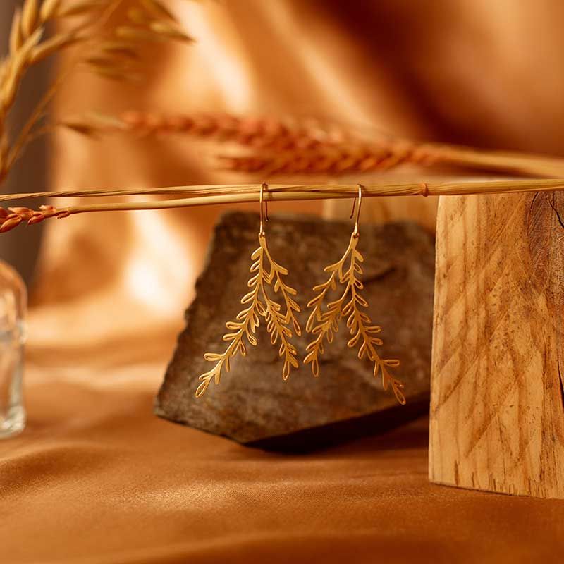 GOLD LEAF BRANCH EARRINGS