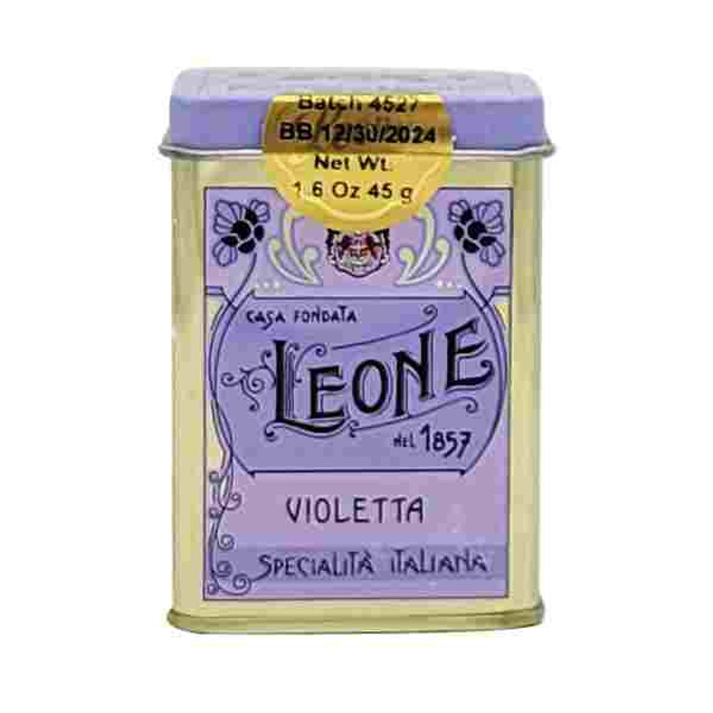 Leone's classic Violet Pastilles are the perfect treat when you crave a little something sweet! These are the Company's oldest and most distinctive confectionery product. With fun colors and charming packaging, this candy is alluring to the eye as well as the palate! Packaged in a vintage style tin. Made in Italy 1.6oz