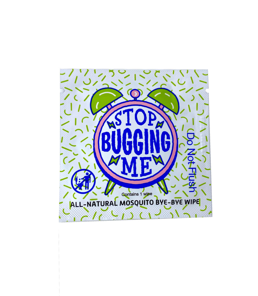 Stop the itch before it starts with this pocket-sized mosquito repellent wipe. This aromatic wipe keeps mosquitos at bay with a 100% natural oil blend that's safe for the whole family. Keep a stash of these wipes in your backpack, picnic basket, camping kit, school bag and more! All natural ingredients Made in the USA.