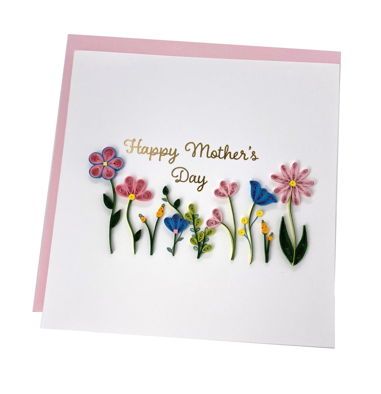 Greeting card with floral design and 'Happy Mother's Day' text on a white background