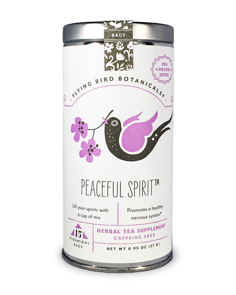 Lift your spirits with a cup of tea! Sip this uplifting aromatic blend to raise your spirits, support your mind and warm your body. An excellent tea for calm focus15 organic, compostable pyramid shaped tea bags 1.06oz USA grown herbs Steep time: 7–20 minutes, covered.