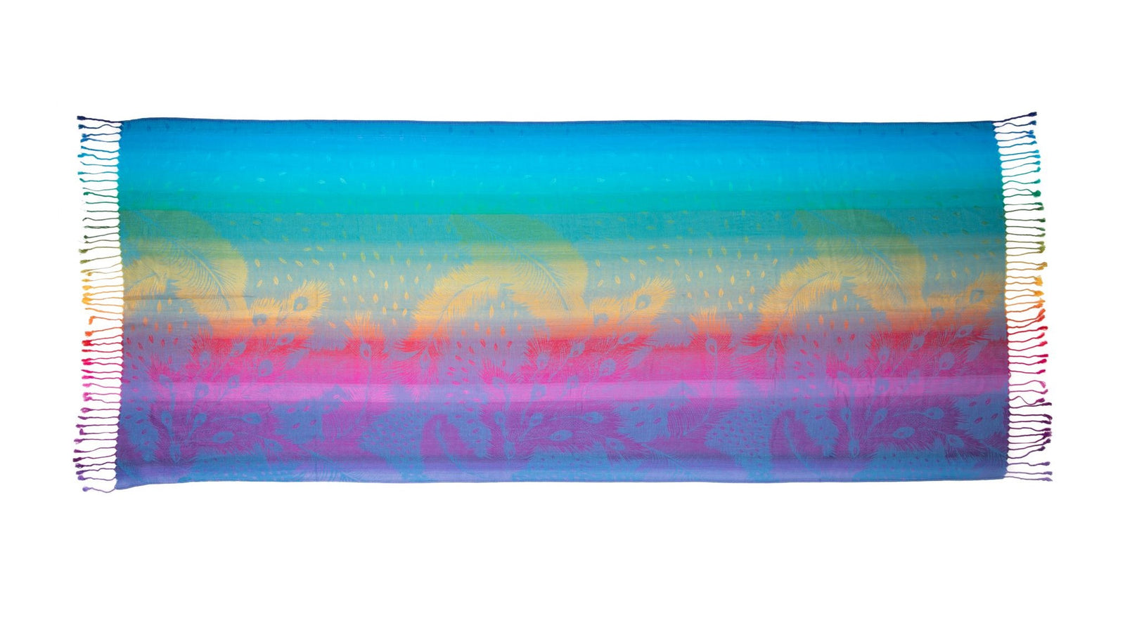 Mannequin wearing a colorful scarf on a white background