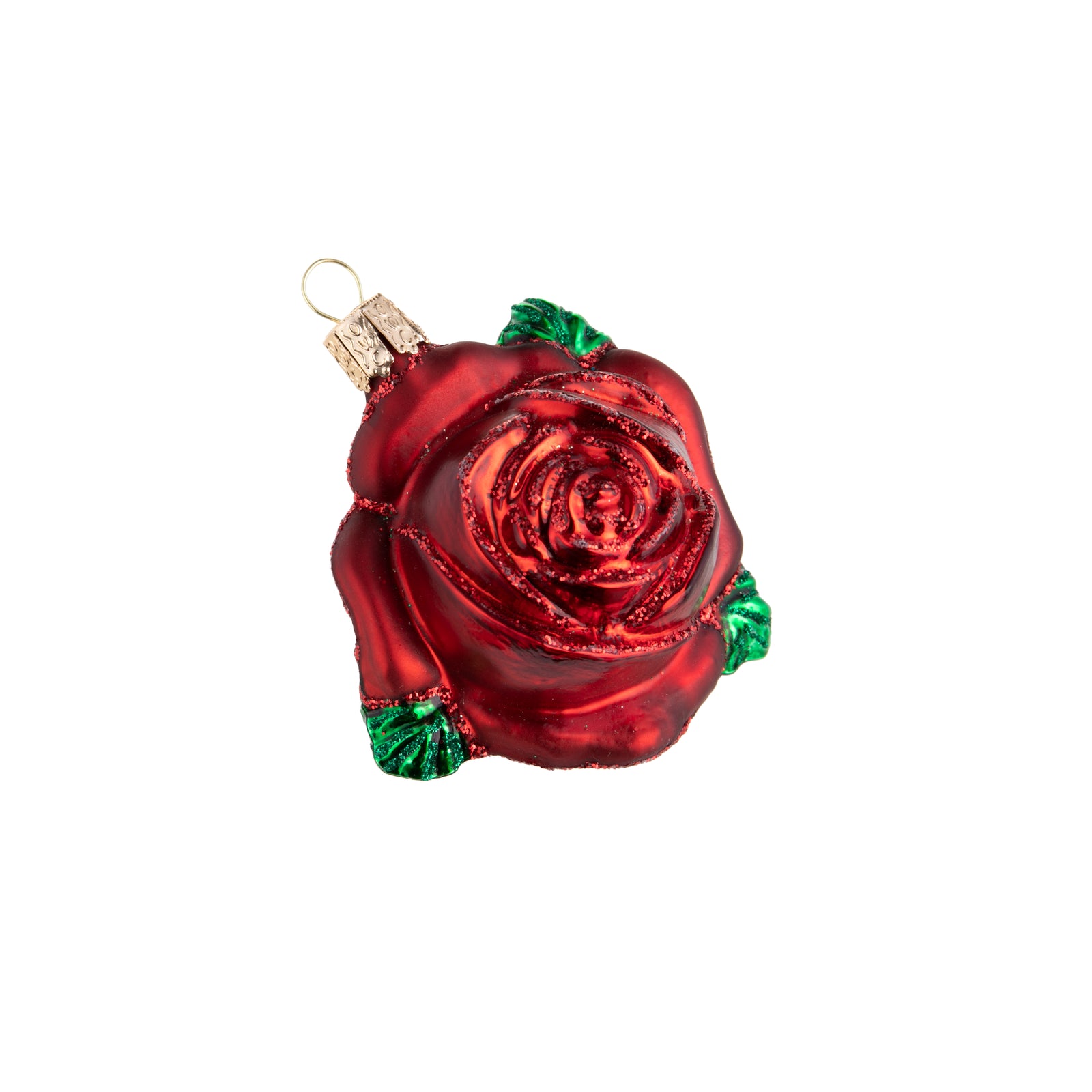 A rose is one of the most beautiful flowers of nature. It expresses promise, hope, romance and new beginnings. This is the perfect souvenir of your visit to our world-famous Rose Garden. Hand detailed glass ornament. Size approx 3.5" x 3.5".
