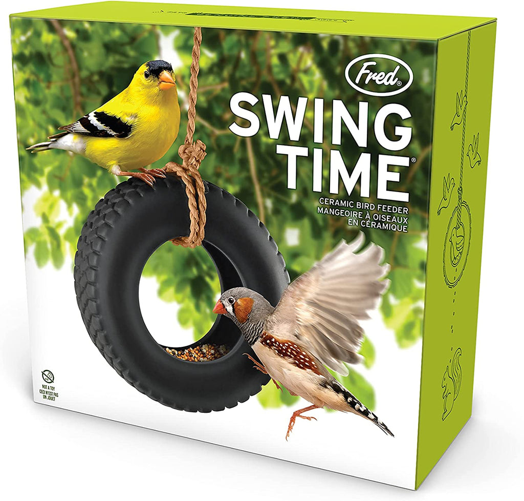 Remember the idyllic summer fun of a tire swing hanging from a big oak in the backyard? Let your neighborhood birds experience the same joy while eating the seed you've left for them. Ceramic tire is supplied complete with a hanging rope. ceramic hand wash 6" x 2"
