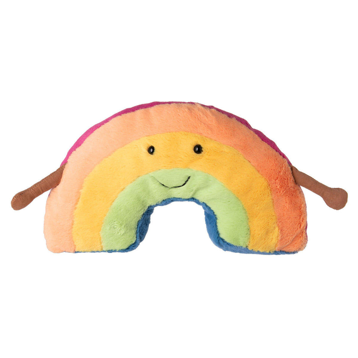 Amuseable Rainbow loves everybody, and welcomes one and all, for big, colorful hugs! With pastel stripes in peach, yellow and turquoise, cordy arms and a goofy smile, this squishy rainbow brightens up the day. A cutie full of pride! Suitable from birth. Hand wash only. Width approx 13".