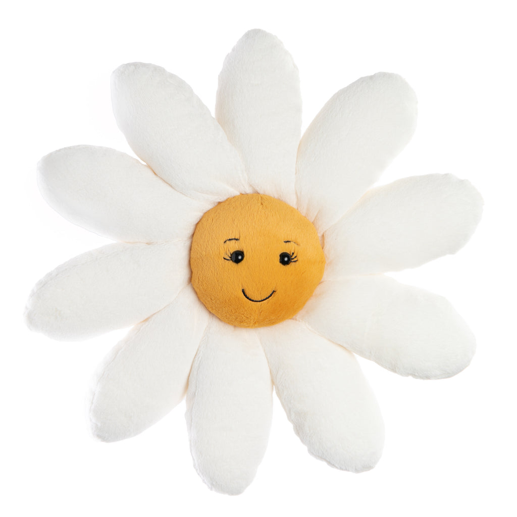 Popping up out of the flowerbed, Fleury Daisy is so happy to see you! With a huge sunny smile and soft marshmallow petals, this flopsy flower always brings the springtime! A dazzling daisy to brighten your desk! SAFETY & CARE For all ages. Suitable from birth. Hand wash only.