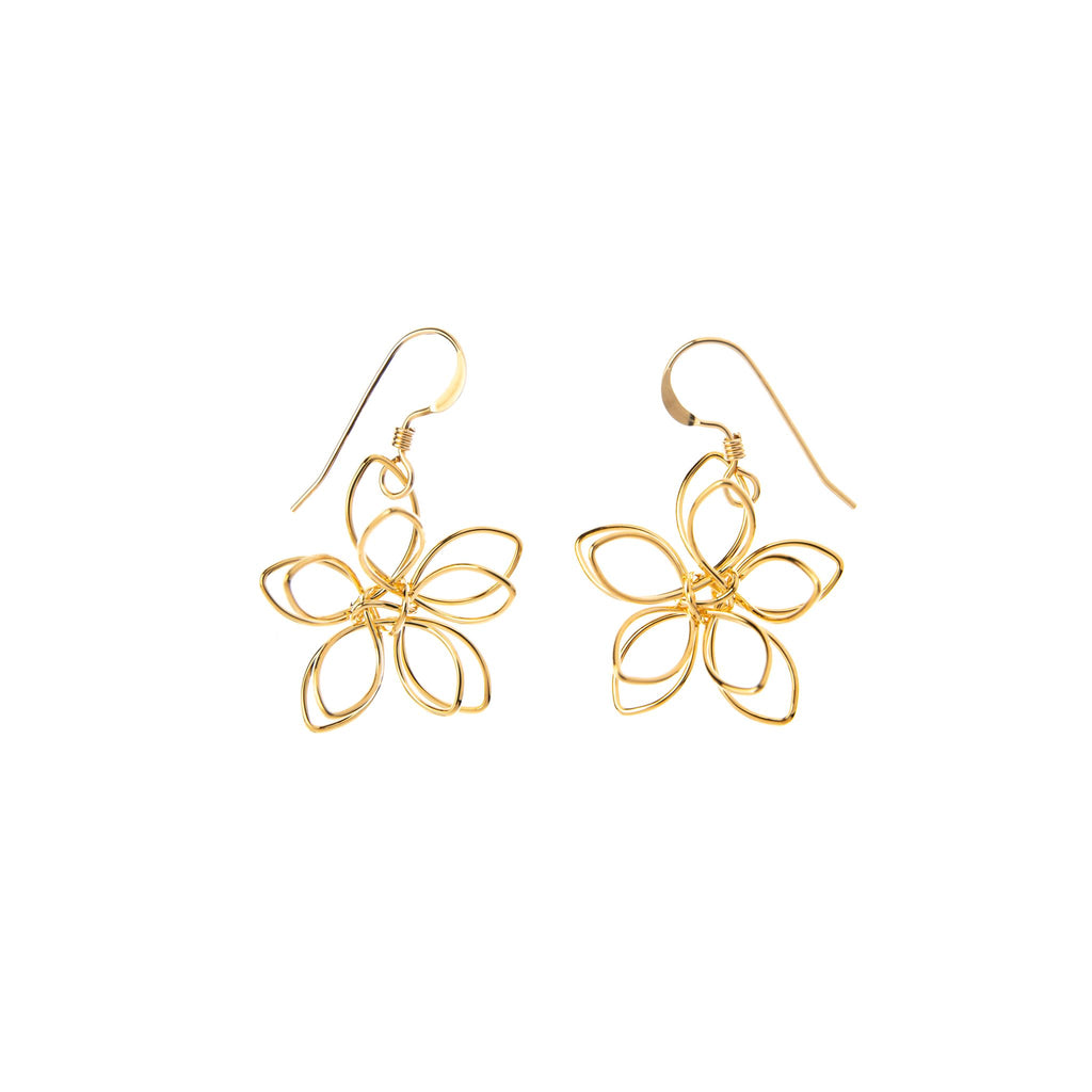 Artfully crafted, these wire-wrapped lotus flower dangle earrings beautifully boast gold-tone brilliance and organic lines for a unique pick that pairs easily with any outfit. 16k gold dipped wire-wrapped lotus flower earrings Gold dipped ear-hooks. Diameter: 1.2".