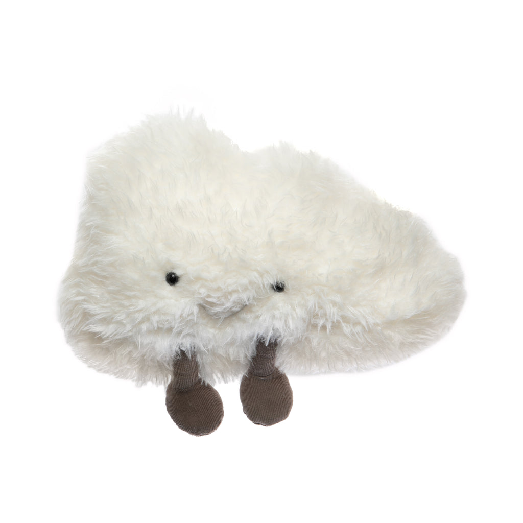 Lost in a daydream? Let Amuseable Cloud be your dreamy companion. This cumulus cutie is tufty and tussled in cream fur, with cordy grey feet for running across the sky. Our cloudy companion's shiny eyes and sweet smile make them perfect to cuddle and drift off with. H9" X W11" Suitable from birth. Hand wash only.