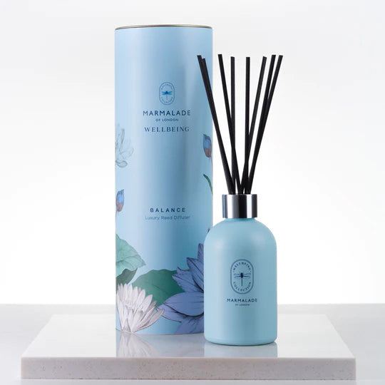 Balance your mind with this restorative blend of essential oils with top notes of white flowers and cassis. Middle notes of violet and eucalyptus. Base notes of cedar wood and vanilla. This hand-poured reed diffuser will add a touch of beautifully scented luxury to any room in your home. 6.7 fl oz Made in Great Britain