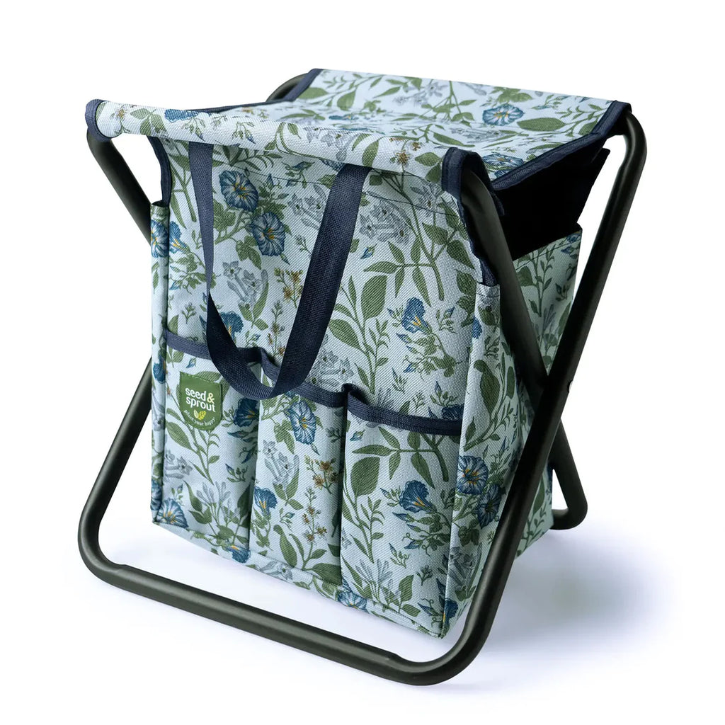Don't hesitate to pick up this compact garden chair. Small but mighty and ultra lightweight, it features a removable tote bag you can use to carry your essentials and the chair. Folds flat for easy storage when not in use. Store-flat design Carryall handles. Pretty wildflower print. 