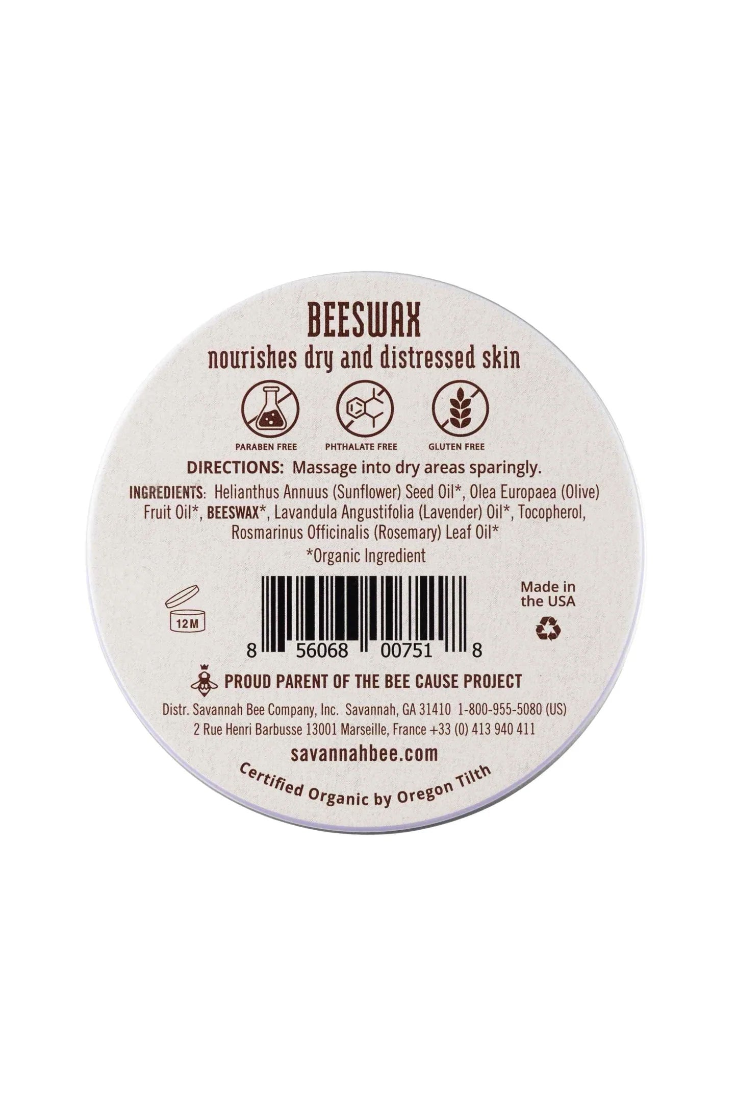 Rosemary Lavender Beeswax Salve. Certified USDA Organic Beeswax moisturizes deeply to naturally soften and protect Concentrated treatment intensely hydrates and nourishes damaged skin. Applied to the skin, lavender is known to curb inflammation, while rosemary helps with pain relief.